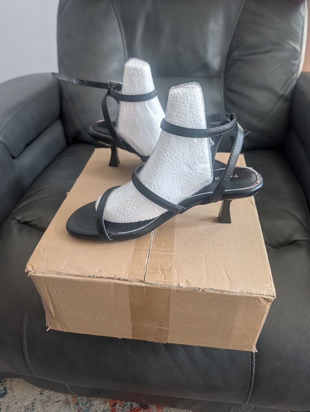Black Strappy Wrap Heeled Sandal ( WW)